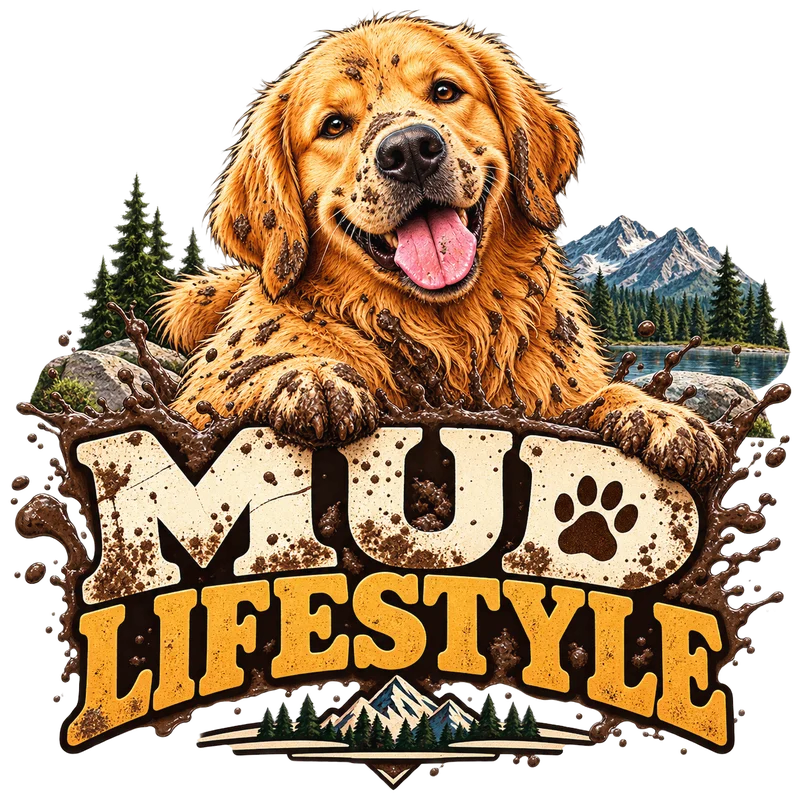 Golden Retriever Mud Lifestyle Tee — print artwork