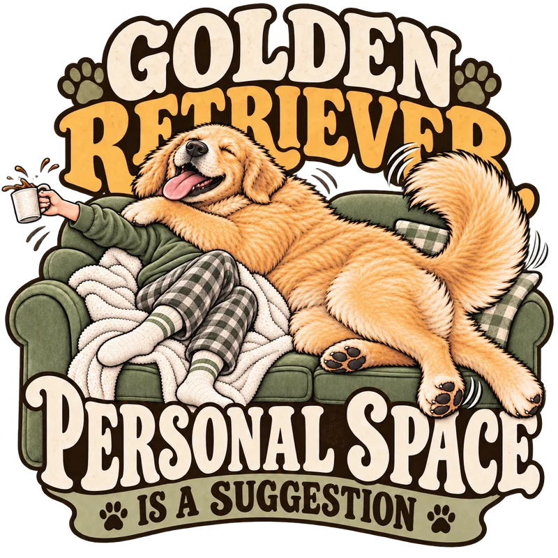 Golden Retriever Personal Space Tee — print artwork