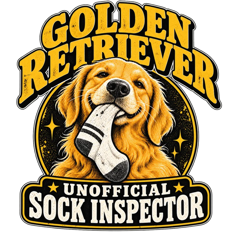 Golden Retriever Sock Inspector Tee — print artwork